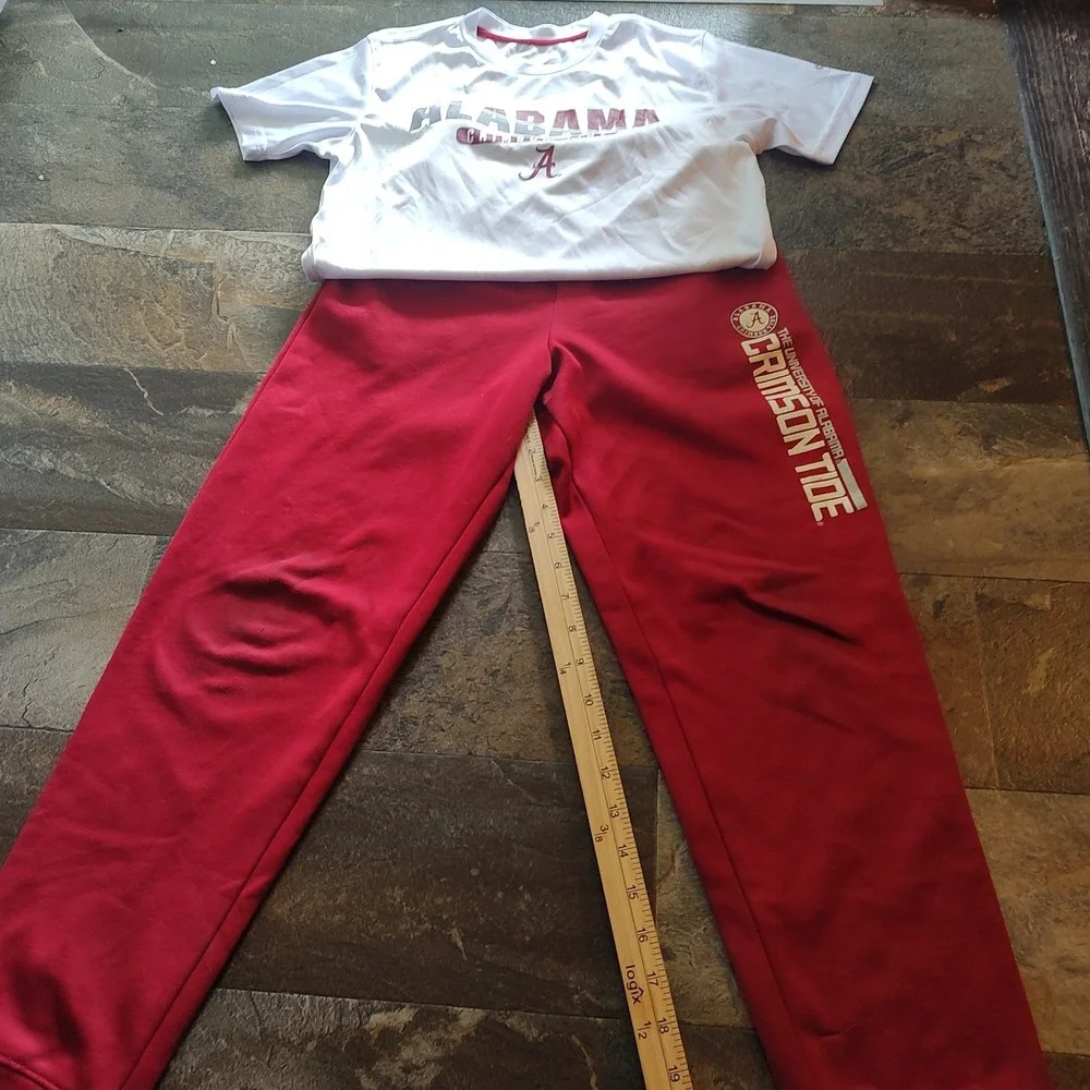 Russell Alabama Crimson Tide Kids Set L 10/12 Red White Excellent Jogger Tee